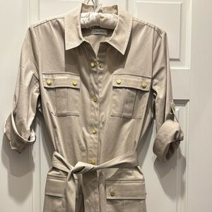 Calvin Klein Women's Beige Belted Jacket